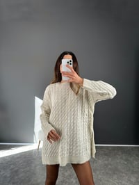 Taş Örme Yırtmaçlı Oversize KazakGausKAZAKGU004106