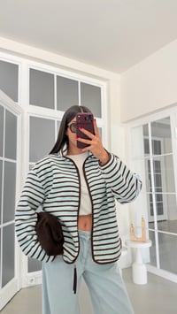 Turkuaz Şeritli Fermuarlı Polar Sweatshirt GAUS-01916 GAUS-02282GAUSSWEATSHIRTGAUS-02282