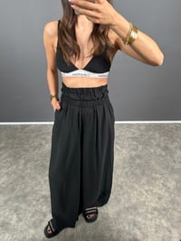 PRY Çift Lastikli Yüksek Bel Bol Paça Siyah PantolonGausPANTOLONGU008549