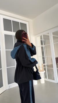 Lacivert Pullu Beli Lastikli Ceket Pantolon Paraşüt Detaylı Modal Takım GAUS-02213GAUSTAKIMGAUS-02213
