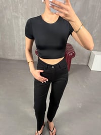 Siyah Kesik Paça Likralı Jean Gaus00015GausDENİM PANTOLONGU1001019