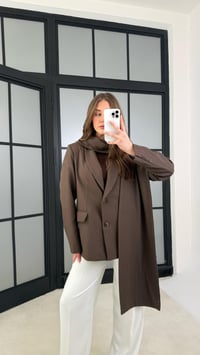 Kahve Çizgili Şal Detaylı Blazer Ceket GAUS-01167GAUSCEKETGAUS-01167
