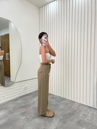 Haki Örgü Kemerli Cepli Keten Pantolon Gaus00332GausPANTOLONGU1001771