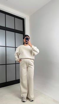 Bej Şardonlu Sweatshirt Eşofman Takım Gaus-01028GAUSTAKIMgaus-01028
