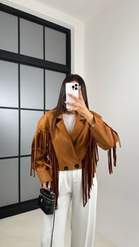 Camel Vintage Püsküllü Süet Ceket GAUS-00483GAUS السترات  GAUS-00483