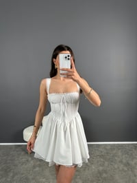 Beyaz Dantelli Prenses Mini Elbise GausELBİSEGU007944