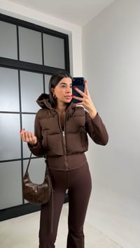 Acı Kahve Kapüşonlu Muadil  Şişme Mont GAUS-01050GAUSMONTGAUS-01050