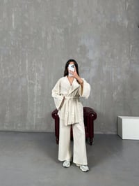 Sansa Taş Kuşaklı Keten Kimono TakımGausTAKIMGU100744