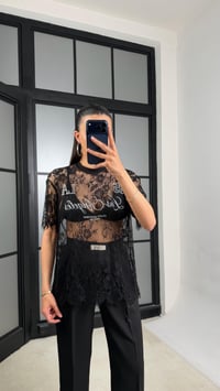 Siyah Muadil Yazılı Dantelli Tshirt GAUS-01492GAUSTshirtGAUS-01492