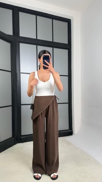 Kahve Bandana Detaylı Tencel Pantolon GAUS-01424GAUSPANTOLONGAUS-01424