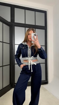 Lacivert Kapüşonlu Hırka Beli Lastikli Pantolon İkili Denim Takım GAUS-01272GAUSTAKIMGAUS-01272