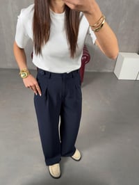 Layra Lacivert Yandan Düğme Detaylı Kumaş PantolonGausPANTOLONGU100331