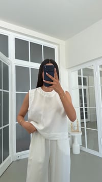 Ekru Bluz Beli Lastikli Pantolon Yıkamalı Tencel Takım GAUS-01795GAUSSuitsGAUS-01795