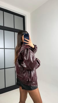 Bordo Dikiş Detaylı Astarlı Deri Ceket GAUS-00908GAUSCEKETGAUS-00908