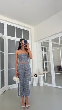 Lacivert Pötikare Crop Capri Premium Takım GAUS-01870GAUSSuitsGAUS-01870