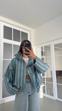 Su Yeşili Şeritli Dik Yaka Astarlı Premium Bomber Ceket GAUS-02029GAUSJacketsGAUS-02029