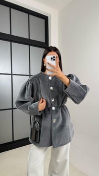 Gri Beli Lastikli Düğmeli Peluş Ceket GAUS-00182GAUSJacketsGAUS-00182