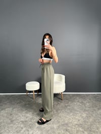 Raisa Haki Basic Beli Lastikli PantolonGausPANTOLONGU007097