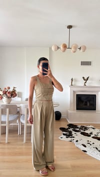 Açık Yeşil Düğme Detaylı Bluz Pantolon Takım GAUS-01589GAUSTAKIMGAUS-01589