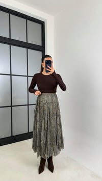 Yeşil Etnik Desenli Astarlı Şifon Etek GAUS-00788GAUSSkirtGAUS-00788