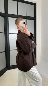 Acı Kahve Oversize Poplin Gömlek GAUS-01202GAUSGÖMLEKGAUS-01202