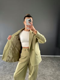 Kwie Yeşil Model Kumaş İkili Takım GausTAKIMGU004133