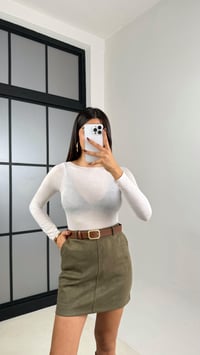 Haki Kemerli Süet Şort Etek GAUS-00169GAUSETEKGAUS-00169