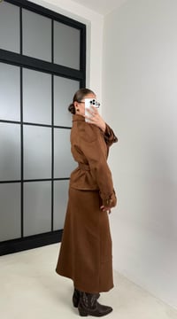 Kahve Ceket Etek İkili Süet Takım GAUS-00473GAUSTAKIMGAUS-00473