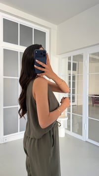 Haki Bluz Beli Lastikli Pantolon İkili Tencel Takım GAUS-01769GAUSTAKIMGAUS-01769
