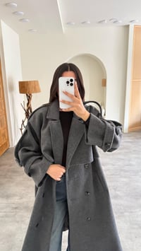 Antrasit Astarlı Kuşaklı Premium Kaşe Kaban GAUS-00505GAUSKABANGAUS-00505