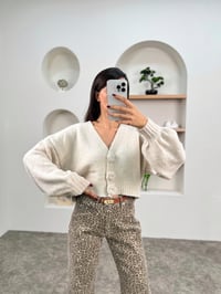 Meda Taş Gül Düğmeli Balon Kol HırkaGausHIRKAGU00903579