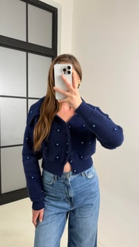 Lacivert Boncuk İşlemeli Yakalı Hırka GAUS-00765GAUSHIRKAGAUS-00765