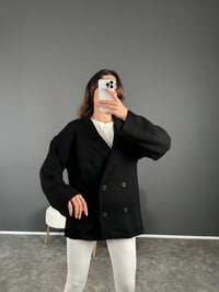 Life Siyah Oversize Düğmeli Premium HırkaGausHIRKAGU004079