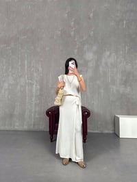Krem Etekli Pantolon Sıfır Kol Triko Takım Gaus00174GausTAKIMGU1001402