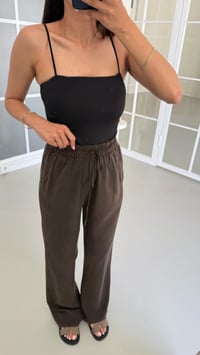 Acı Kahve Yıkamalı Beli Lastikli Tencel Pantolon GAUS-01678GAUSPANTOLONGAUS-01678