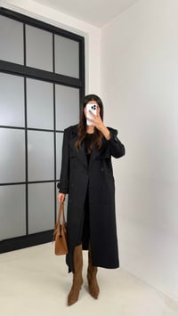 Siyah Astarlı Kuşaklı Süet Trençkot GAUS-00228GAUSTRENÇKOTGAUS-00228