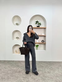 Fale Antrasit Fermuarlı Üst Alt Triko TakımGausTAKIMGU00903607