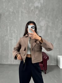 Ressa Sütlü Kahve Fermuarlı Astarlı Cepli Kaşe Muadil CeketGausCEKETGU00903785