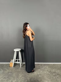 İlya Antrasit Oysh Modal Kumaş Cepli Askılı Rahat ElbiseGausELBİSEGU008818