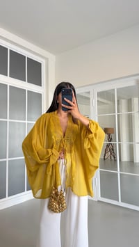 Hardal Dantel Detaylı Transparan Bluz GAUS-01648GAUSBLUZGAUS-01648
