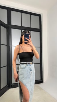Buz Mavi Yırtmaçlı Denim Etek GAUS-01314GAUSETEKGAUS-01314