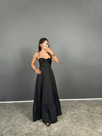Sorbs Siyah İp Askılı Uzun ZR Model ElbiseGausELBİSEGU008537