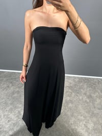 Afro Siyah Straplez Pamuk Karışımlı ElbiseGausELBİSEGU008781