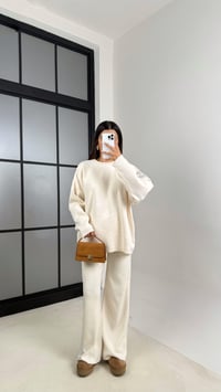 Ekru Uzun Kol Kazak Beli Lastikli Pantalon İkili Triko Takım GAUS-00103GAUSTAKIMGAUS-00103