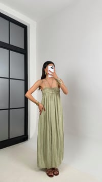 Yeşil Ayarlanabilir Askılı Astarlı Gipeli Tasarım Keten Takım Gaus00484GausELBİSEGU1002134