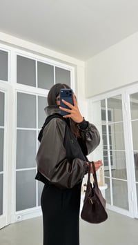 Kahve Deri Detaylı Kapüşonlu Hırka Beli Lastikli Pantolon İkili Premium Takım GAUS-02177GAUSSuitsGAUS-02177
