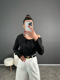 Siyah Düşük Omuz GömlekGausGÖMLEKGU007193