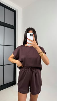 Acı Kahve Tshirt Şort İkili Modal Kumaş Takım Gaus00691GausTAKIMGU1002599