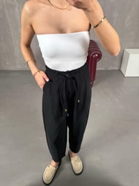 Vetra Siyah Önden Bağlama Detaylı Havuç Model Şalvar PantolonGausPANTOLONGU100935