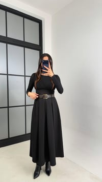 Siyah Kemerli Pile Detaylı Kumaş Etek GAUS-00701GAUSETEKGAUS-00701